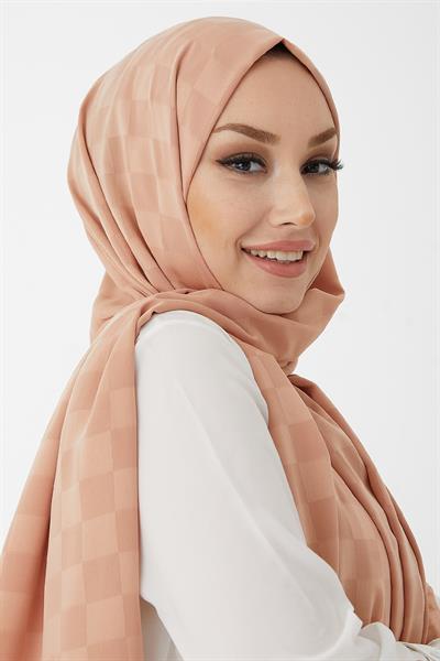 Maura Dama Desen İpeksi Jakar Şal - Yavruağzı