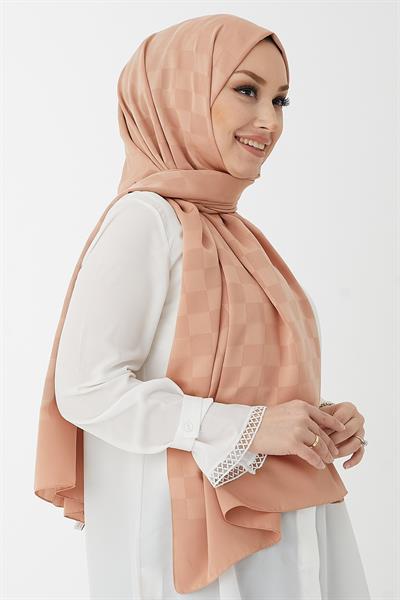 Maura Dama Desen İpeksi Jakar Şal - Yavruağzı