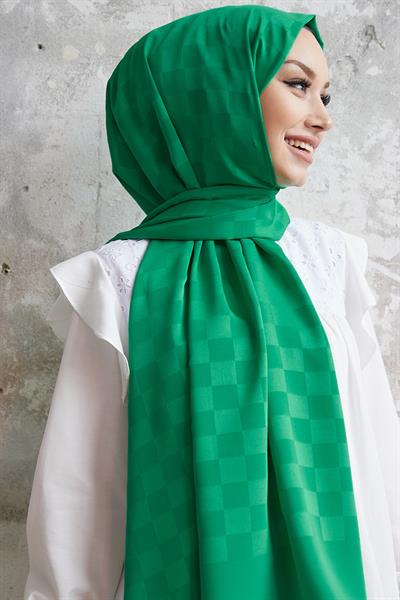 Maura Dama Desen İpeksi Jakar Şal - Yeşil