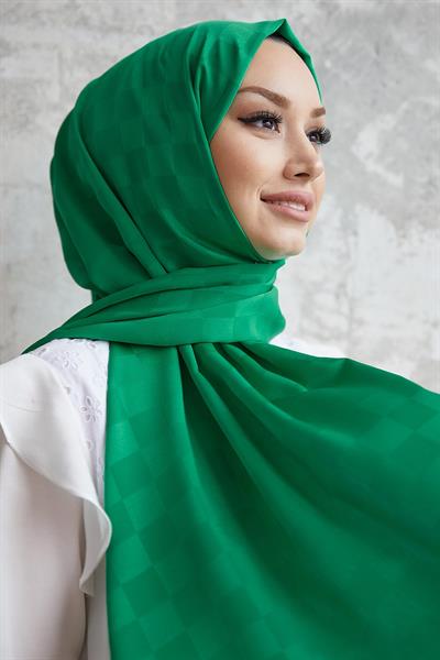 Maura Dama Desen İpeksi Jakar Şal - Yeşil