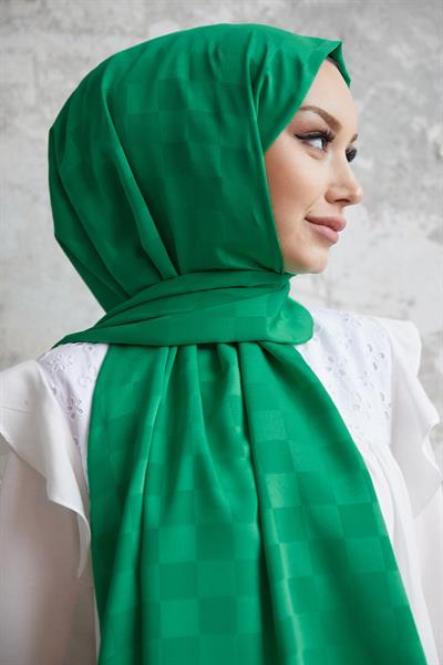 Maura Dama Desen İpeksi Jakar Şal - Yeşil