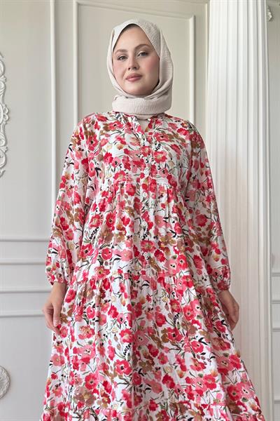 Menekşe Çiçeği Pembe Mango Elbise