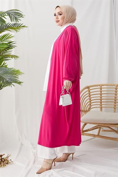 Mevira Salaş Kesim Abaya - Fuşya