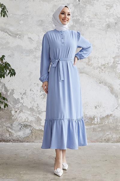 Meyra Düğmeli Ayrobin Elbise - Bebe Mavisi