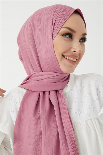 Mika Krinkıl İpeği Şal - Pembe
