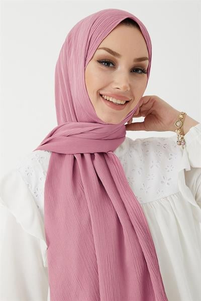 Mika Krinkıl İpeği Şal - Pembe