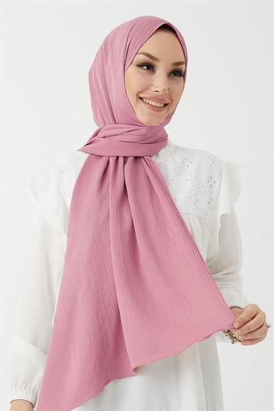 Mika Krinkıl İpeği Şal - Pembe