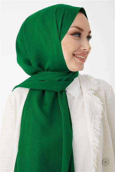 Mika Krinkıl İpeği Şal - Yeşil