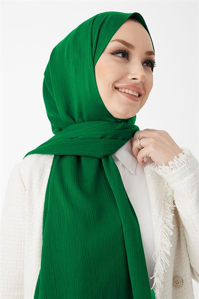 Mika Krinkıl İpeği Şal - Yeşil