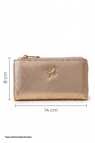 Mini Logolu Gold Cüzdan