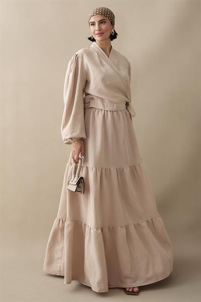 Modal Cupra Bolero Etekli Bej Takım