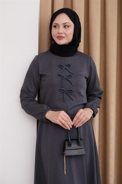 Modal Kurdele Detay Etekli Antrasit Takım