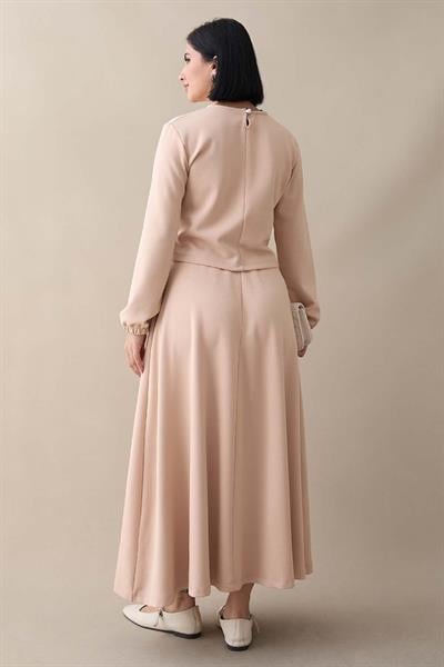 Modal Kurdele Detay Etekli Krem Takım