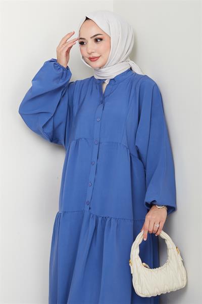 Modal Patlı Mavi elbise