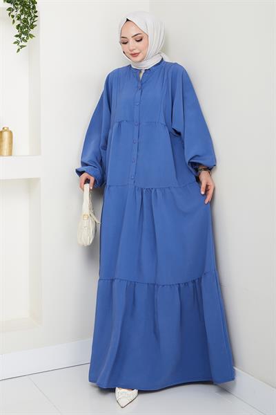 Modal Patlı Mavi elbise