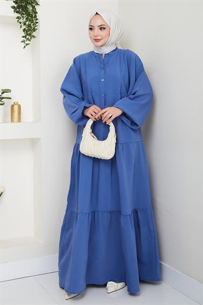 Modal Patlı Mavi elbise