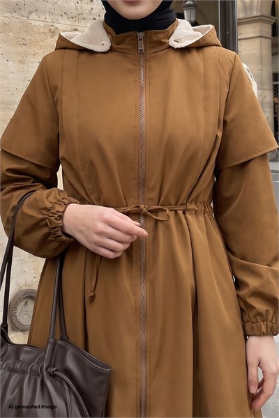 Molera İçi Kürklü Kaban - Taba