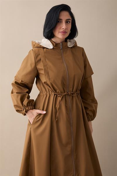 Molera İçi Kürklü Kaban - Taba