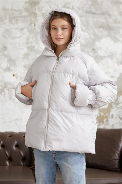 Monika Kolları Büzgülü Kısa Mont - Beyaz