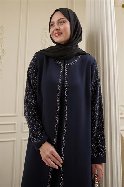 Nakışlı Kapak Detay Lacivert Ferace