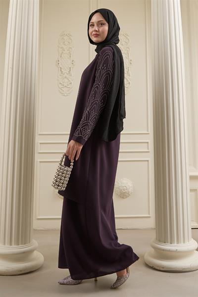 Nakışlı Kapak Detay Mor Ferace