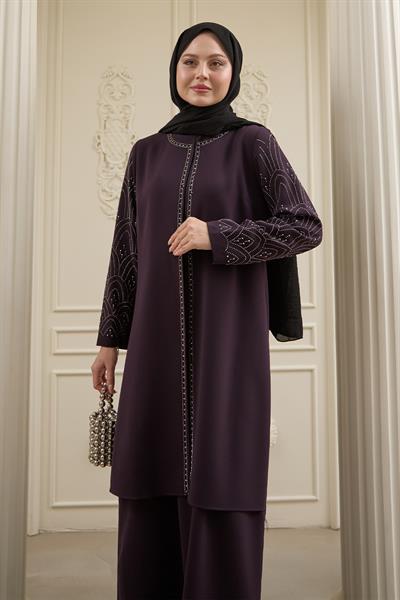 Nakışlı Kapak Detay Mor Ferace