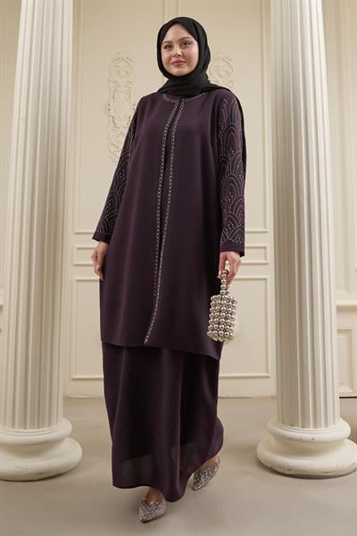 Nakışlı Kapak Detay Mor Ferace