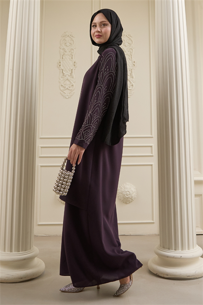 Nakışlı Kapak Detay Mor Ferace