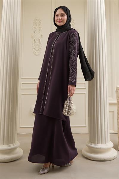 Nakışlı Kapak Detay Mor Ferace