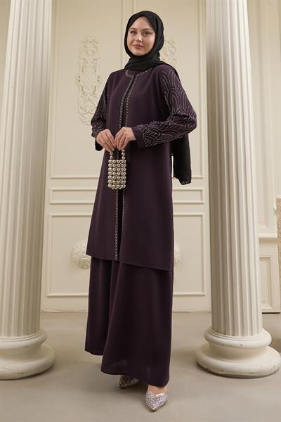 Nakışlı Kapak Detay Mor Ferace