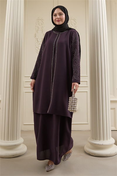 Nakışlı Kapak Detay Mor Ferace