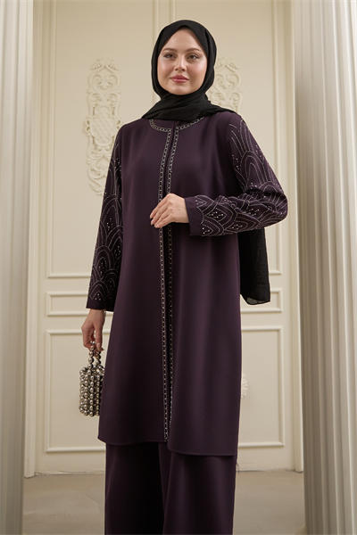 Nakışlı Kapak Detay Mor Ferace