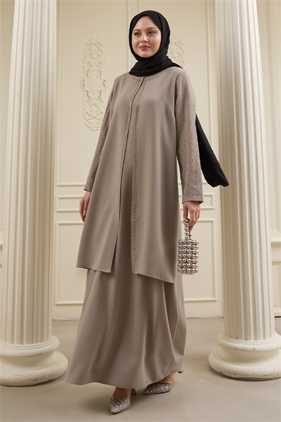 Nakışlı Kapak Detay Taş Ferace