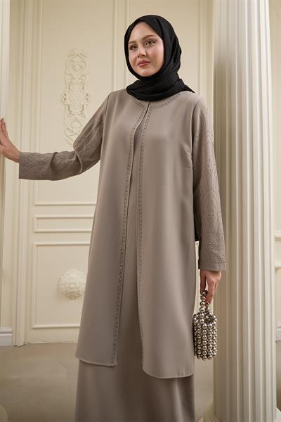 Nakışlı Kapak Detay Taş Ferace