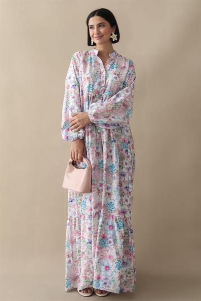 Nergis Çiçeği Lila Mango Elbise