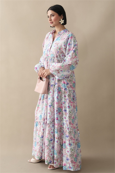 Nergis Çiçeği Lila Mango Elbise