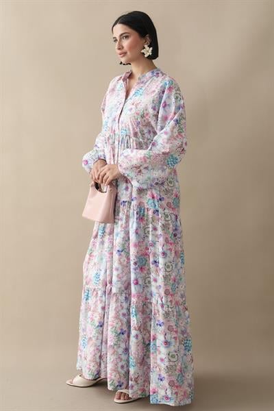 Nergis Çiçeği Lila Mango Elbise