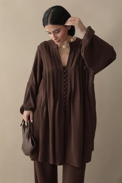 Nervürlü Kolu İpli Acı Kahve Ayrobin Takım