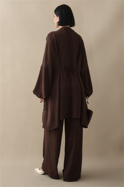 Nervürlü Kolu İpli Acı Kahve Ayrobin Takım