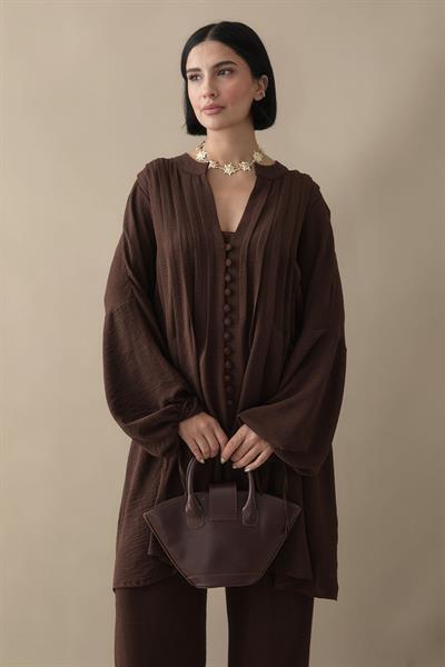 Nervürlü Kolu İpli Acı Kahve Ayrobin Takım