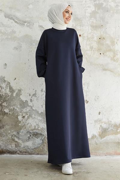 Nevra Cepli Scuba Lacivert Elbise