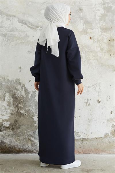 Nevra Cepli Scuba Lacivert Elbise