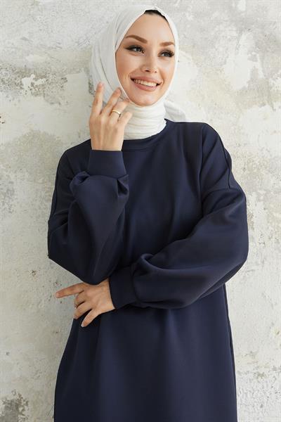 Nevra Cepli Scuba Lacivert Elbise