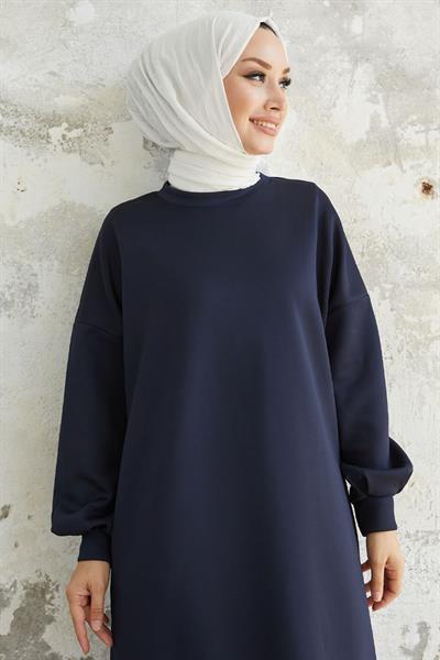 Nevra Cepli Scuba Lacivert Elbise