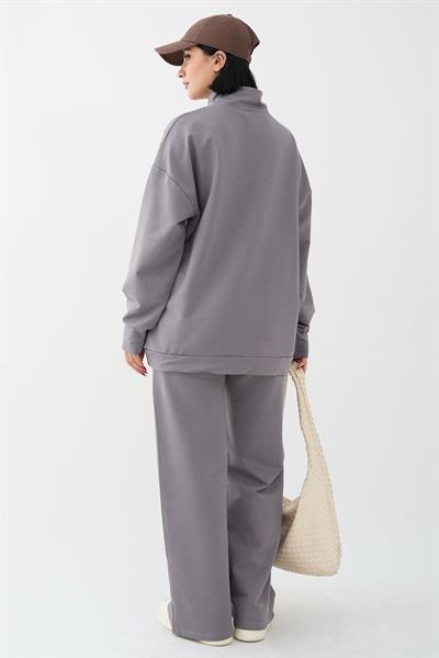 Nice Yazılı Fermuarlı Antrasit İkili Takım