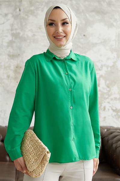 Nilda Basic Yeşil Gömlek