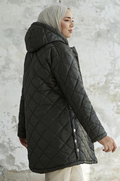 Norenda Çakım Detay Kapitone Mont - Haki