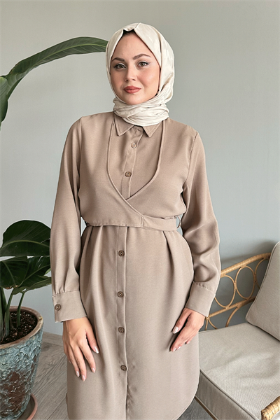 Önden Bağlamalı Bej İkili Takım