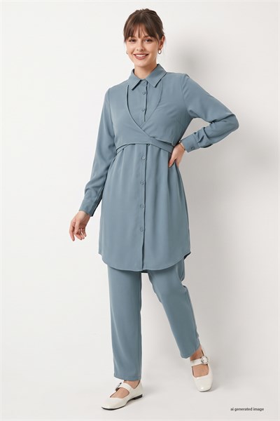 Front-Tied Mint Two-Piece Suit