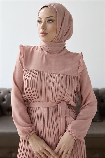 Önü Pileli Fırfır Detay Pudra Takım